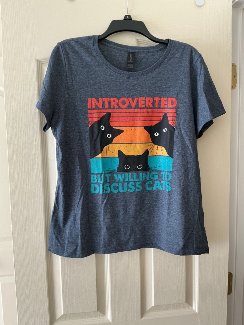 Women’s Graphic Tee with Multicolor Cat Print